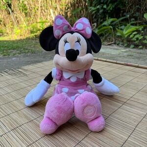 Disney Minnie Mouse Plush Doll Pink Polka Dot Dress Stuffed Toy